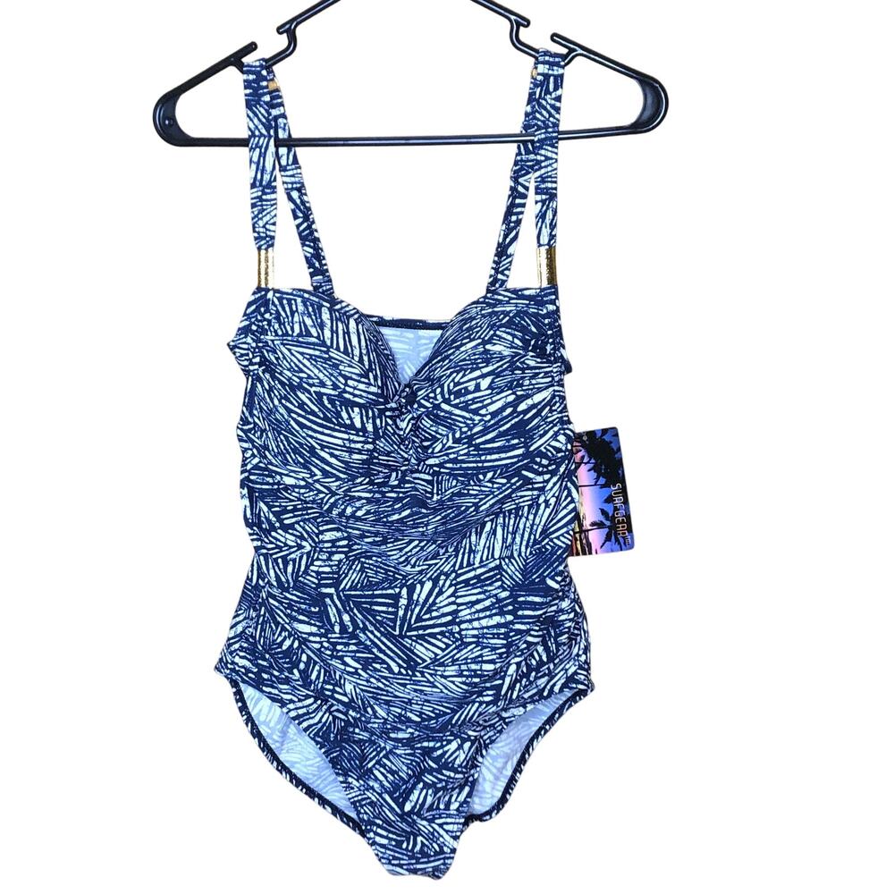 SurfGear Navy White One Piece Adjustable Swimsuit M